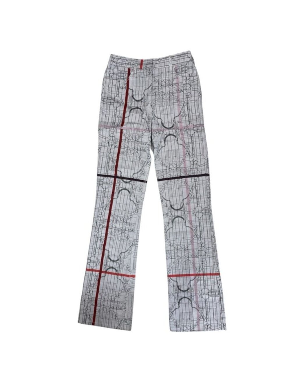Hermes Straight Pants Denim All Over Print Cotton Brown Casual